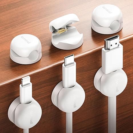 Lamicall Cable Clips, Spring Cord Organizer Holder - 6Pack Latest Compact Desk Cable Management Clips, Nightstand Phone Charging Cord Holder, 8mm Slot Adhesive Wire Organizer (White) on Amazon.ae - Price Tracker