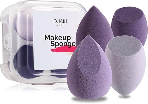 DUAIU Makeup Sponge 4 Pack Beauty Blender Foundation Sponges Set 4 Color Latex Free Blender Beauty Makeup Sponges with 1 Sponge Holder Case (Morandi Purple) on Amazon.ae - Price Tracker