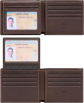 Travelambo Genuine Leather Wallet for Men with Gift Box - Handmade Bifold Stylish - Mens Wallets Rfid Blocking with 2 ID Windows, Craze Horse Brown, 4.5“x3.5”, Minimalist on Amazon.ae - Price Tracker