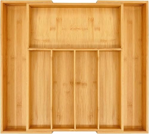 VaeFae Bamboo Drawer Organizer, Expandable Silverware Drawer Organizer and Cutlery Tray, Wooden Drawer Dividers Organizer for Kitchen Utensils and Flatware (5-7 Slots) on Amazon.ae - Price Tracker