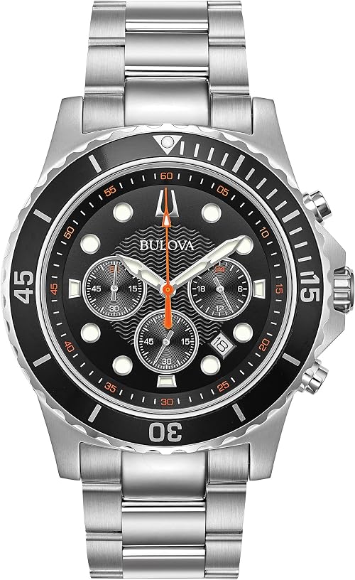 Bulova Men's Classic Sport 6-Hand Chronograph Quartz Watch, Calendar Date, Luminous Hands and Markers, 100M Water Resistant, 44mm on Amazon.ae - Price Tracker