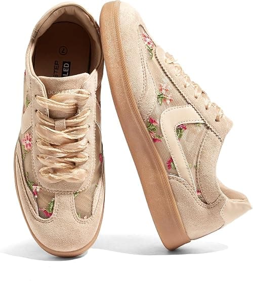 LUCKY STEP Women's Retro Trainers, Fashionable Classic Casual Shoes, Non-Slip Comfortable Skate Shoes for Walking على Amazon.ae - متتبع الأسعار
