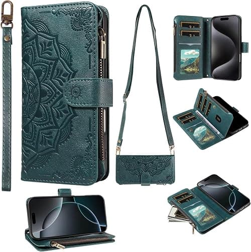 Zipper Crossbody Wallet Wristlet Phone Case for Motorola Moto G67/G77 5G,PU Leather Embossing Mandala Flower Magnetic 9 Card Holders Pocket Cover All-Round Shockproof Bumper on Amazon.ae - Price Tracker
