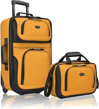 U.S. Traveler Rio Rugged Fabric Expandable Carry-On Luggage Set, Mustard/Orange, 2-Piece, One Size on Amazon.ae - Price Tracker