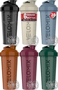 VELOMIX -6 PACK- 28 oz Protein Shaker Bottle for Protein Mixes - 6x Wire Whisk | Leak Proof Shaker Cups for Protein Shakes | Protein Shaker Bottle Pack | Protein Shake Cup (Earth Tones Collection) على Amazon.ae - متتبع الأسعار