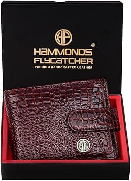 HAMMONDS FLYCATCHER Wallet for Men Leather Original, Mens Wallet, Leather Wallets for Men Stylish, Bi-Fold Wallets for Man, 5 Card Slots, Easy Access Card Slots, Coin Pocket, Gift for Mens, Croc Brown on Amazon.ae - Price Tracker