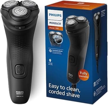 Philips Norelco Shaver 1100 Series, Dry Electric Shaver, 27 Self-Sharpening ComfortCut Blades, 4D Floating Heads, P-Cap, Deep Black, Model S1016/90 على Amazon.ae - متتبع الأسعار