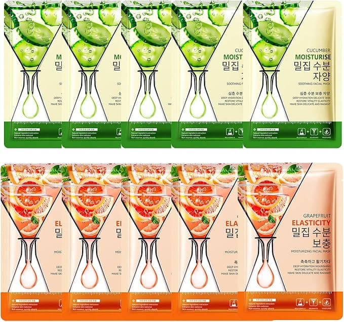 MMOOUP Collagen Essence Sheet Facial Masks, Pack of 12 Hydrating Facial Sheet Mask, Moisturizing Anti-Aging Facial Mask Packs for Daily Skin Care Spa (1-10pcs) on Amazon.ae - Price Tracker