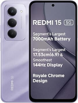 Redmi 15 5G Sandy Purple 8GB + 256GB | Segment's Largest 7000mAhA Battery | Largest Display 17.53cm(6.9) Up to 144Hz | Snapdragon 6s Gen 3 | 18W Reverse Charging | 50MP AI Dual Camera | Indian Version on Amazon.ae - Price Tracker