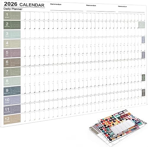 2026 Yearly Wall Calendar, 74 x 52cm Annual Year Wall Calendar with Stickers,Thick Paper, (Morandi) on Amazon - Best Deal Finder