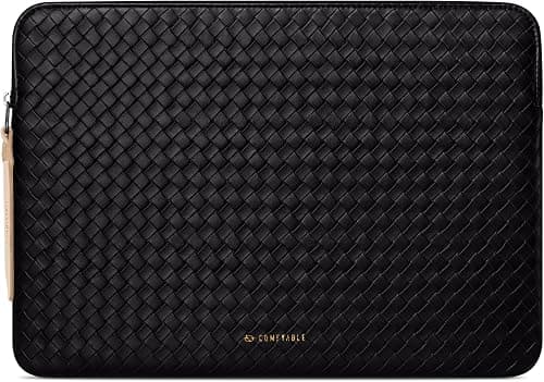 Comfyable Woven Laptop Sleeve 33 cm Genuine Leather Look Compatible with 13/13.3/14 Inch MacBook Air & MacBook Pro M5 M4 M3 M2 2025-2021, Mac Travel Bag for Men Women, Computer Sleeve, Black على Amazon.ae - متتبع الأسعار