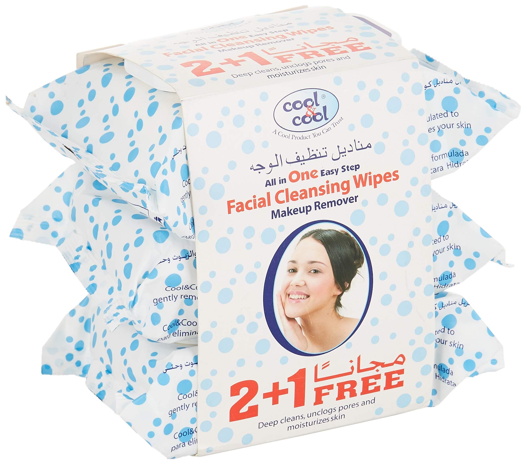 Cool & Cool Makeup Remover Facial Cleansing Wipes for All Skin Types | Effectively removes make-up, 3 x 33's on Amazon.ae - Price Tracker