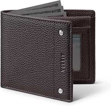 VULKIT Men's Bifold Wallet Genuine Leather Wallet RFID Blocking with Multiple Card Slots and Double ID Windows Everyday Carry Wallet on Amazon.ae - Price Tracker