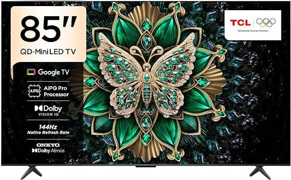 TCL 85 Inch C61K 4K UHD QD Mini LED Smart Google TV, 420 Local Dimming Zones, 144Hz Native Refresh Rate, ONKYO 2.1 Audio, Dolby Vision IQ, HDMI 2.1 (2026 Model) على Amazon.ae - متتبع الأسعار