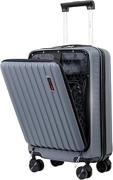 REFLECTION Business Travel 20"Carry On Luggage with Front Open Laptop Compartment|Hardside Suitcase|4 Spinner Wheels|Premium Quality|Professional look(Grey) on Amazon.ae - Price Tracker
