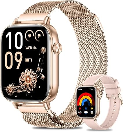 Smart Watch for Women(Answer/Make Calls), 1.83" Smartwatch with Heart Rate/SpO2/Sleep Monitor, 100+ Sport Modes, IP68 Waterproof Fitness Watches for Android & iPhone, 2 Bands, Rose Gold on Amazon.ae - Price Tracker
