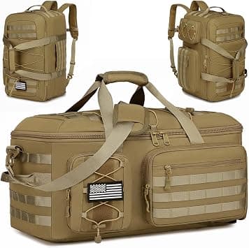 50L Gym Bags for Men, 3 in 1 Travel Duffle Bag with Shoe Compartment, Tactical Backpack for Overnight Weekender Deployment, Brown, 50L, 3 in 1 Tactical Duffle Bag Backpack on Amazon - Best Deal Finder