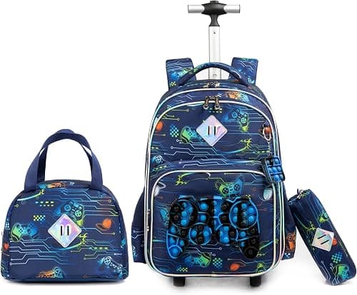School Kids Rolling Backpack for Girls with Wheels Trolley Wheeled Backpack on Amazon.ae - Price Tracker