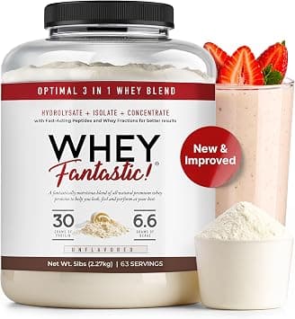 Fantastic Nutrition Whey 5LB 100% Pure Grass Fed Whey Protein - Unflavored Bulk - Optimum Blend of Undenatured Whey Isolate, Concentrate & Hydrolysate - Non-GMO, Soy & Gluten Free - 75 Servings on Amazon - Best Deal Finder