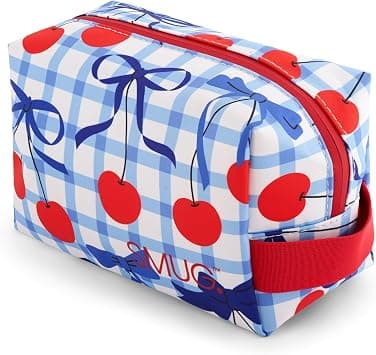 SMUG Toiletry Bag | Waterproof Travel Toiletry Bag for Gym, Shower, Shaving, Cosmetics & Makeup | Small Washbag for Men & Women | Stylish, Spacious & Easy to Clean, Blue Cherries, One Size, Classic on Amazon - Best Deal Finder