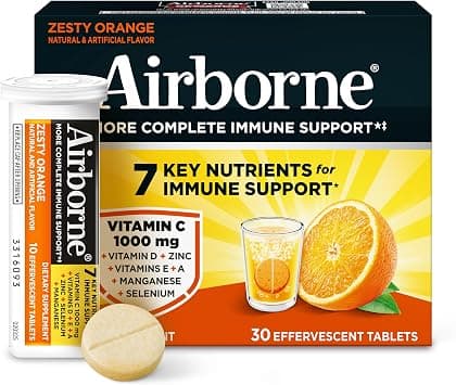 Airborne Vitamin C 1000mg Immune Support Supplement, Effervescent Formula, Orange, 30 Count on Amazon - Best Deal Finder