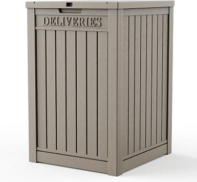 EasyUp Package Delivery Boxes for Outside, 55-Gallon Lockable Parcel Drop Box, Large Double-Walled Resin Weatherproof Storage Porch Box for Deliveries and Patio(Grey) - متتبع أسعار Amazon.sa