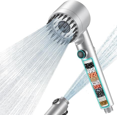FEELSO Hard Water Filter Shower Head with 15 Stage Filter, 3+1 Spray Jet Modes High Pressure Shower Head and 1.5m Hose, Handheld Massage Shower Filter for Residual Chlorine Remove Silver on Amazon.ae - Price Tracker