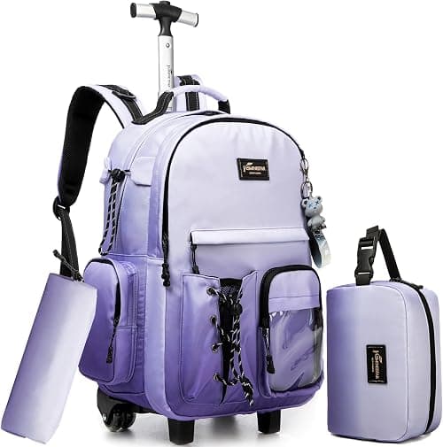 Rolling Backpack for School Backpack with Wheels Black Backpack with Lunch Box Set Backpacks for Teens Girls Boys on Amazon.ae - Price Tracker
