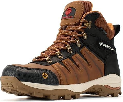 SUREWAY Men's 6" Waterproof Work Boots - Soft/Steel Toe,Leather Lace Up,EH Rated, Slip Resistant Outsole for Construction, Roofing & Hunting على Amazon.ae - متتبع الأسعار