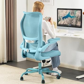 TRALT Ergonomic Office Chair - Desk Chair with Wave High Back Adjustable Lumbar Support Computer Chair - Gaming Chairs Mesh Backrest and PU Leather Seat for Home Reading Chairs to Adults(Blue) على Amazon.ae - متتبع الأسعار