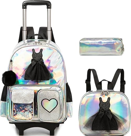 Meetbelify Multi Pocket Rolling Backpack for Girls Backpack with Wheels for Elementary Student on Amazon.ae - Price Tracker