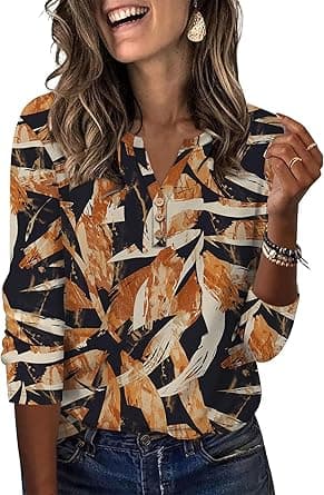 XIEERDUO 3/4 Length Sleeve Womens Tops Fashion Clothing V Neck T Shirts Dressy Blouses Business Casual Outfits Tunic Tops on Amazon.ae - Price Tracker