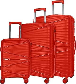 Senator Hard case Luggage Trolley Set for Unisex PP Lightweight 4 Double Wheeled Suitcase with Combination Lock KH1005 (Set of 3, Red) on Amazon.ae - Price Tracker