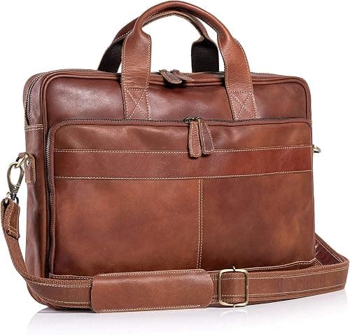 Leather briefcase 18 Inch Laptop Messenger Bags for Men and Women Best Office briefcase Satchel Bag on Amazon.ae - Price Tracker