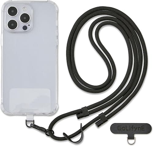 Universal Phone Lanyard for iPhone 16 Pro Max & Most Smartphones, 6mm Adjustable Anti-Theft Crossbody Cell Phone Strap with 2 Non-Adhesive Tether Tabs for Men & Women, Black/Black on Amazon.ae - Price Tracker