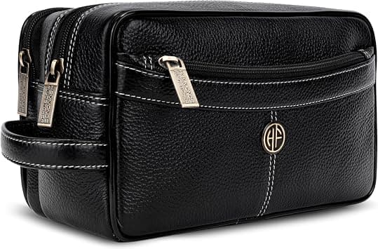 Hammonds Flycatcher Genuine Leather Toiletry Bag for Men and Women Cosmetic Organizer Bag, Travel Organizer Pouch, Toiletry Pouch for Men with Multiple Pockets, Shaving Kit Bag for Men, Black, Travel on Amazon - Best Deal Finder