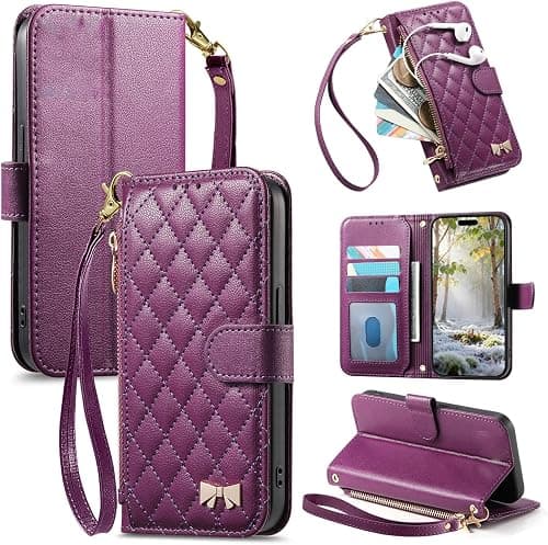 Compatible with Motorola Moto G77 5G Compatible with Motorola Moto G67 5G Flip-kickstand Zipper wallet with a lanyard and magnetic closure Phone Case Purple on Amazon.ae - Price Tracker