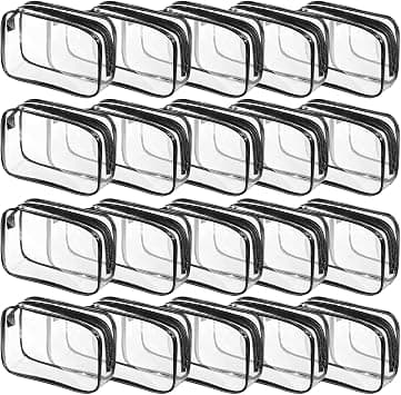Tergy 20 Packs Clear Cosmetics Bags for Women Men Waterproof Toiletry Bags PVC Makeup Bags Organizer Case with Zipper for Travel Bathroom (Black), Black on Amazon - Best Deal Finder