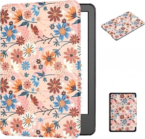 Magnetic Case for 7" Kindle Paperwhite 12th Gen 2024 & Colorsoft - Ultra Thin PU Leather Protective Cover with Hand Strap Closure & Auto Wake/Sleep, Hard Back Shell, Daisy Design (No Hand Strap) on Amazon.ae - Price Tracker