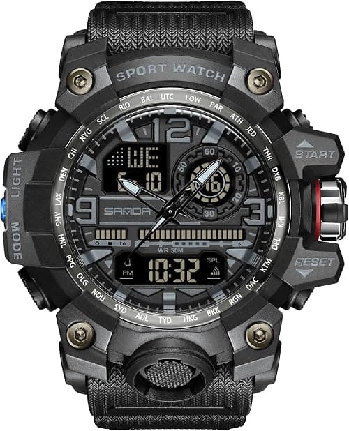KXAITO Men's Watches Sports Outdoor Waterproof Military Watch Date Multi Function Tactics LED Face Alarm Stopwatch for Men 3133 on Amazon.ae - Price Tracker