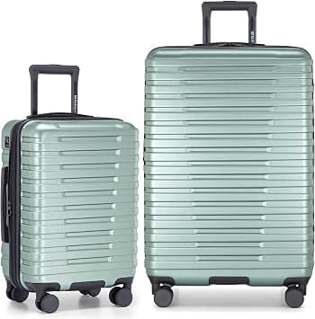 U.S. Traveler Boren Expandable Hardside Rugged Travel Luggage with 8 Spinner Wheels, Metallic Lime Green, 2-Piece Set, USB Port in Carry-On, Boren Expandable Hardside Rugged Travel Luggage With 8 على Amazon.ae - متتبع الأسعار