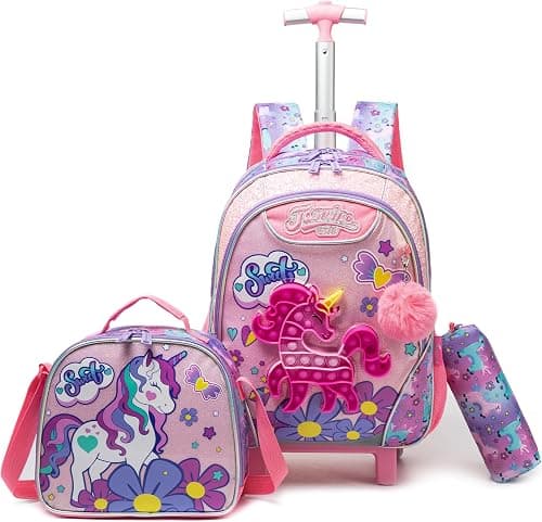 Meetbelify Bowknot Rolling Backpack for Gilrs Backpacks with Wheels Kids Wheeled Suitcase Luggage على Amazon.ae - متتبع الأسعار