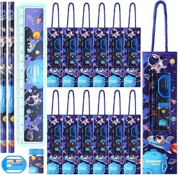12 Boxes Stationery Set for Kids - Back to School Supplies Kit with Pencils, Erasers, Rulers & Sharpeners - Dinosaur, Astronaut & Unicorn Themed Classroom Prizes, Party Favors (Astronaut) on Amazon.ae - Price Tracker