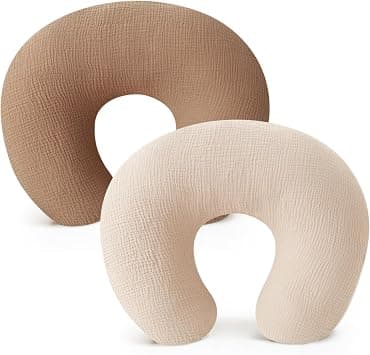 Konssy 2 Pack Muslin Nursing Pillow Covers, Soft and Adorable Nursing Cover for Breastfeeding Pillows, Pillow Slipcover for Baby Girls Boys Newborn(Brown,Cream) على Amazon.ae - متتبع الأسعار