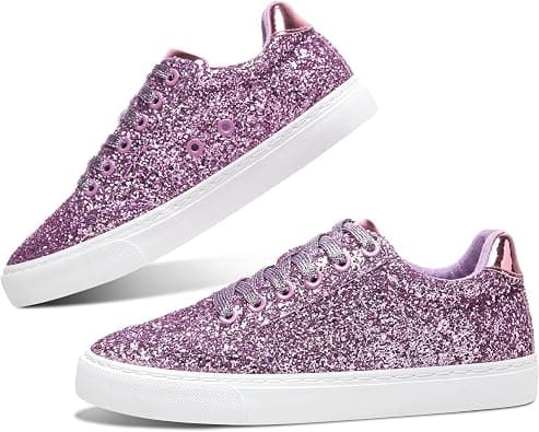 Jeekopeg Glitter Sparkly Fashion Sneakers Shoes Shiny Casual Shoes Bling Sequin Concert Low Cut Lace up on Amazon.ae - Price Tracker