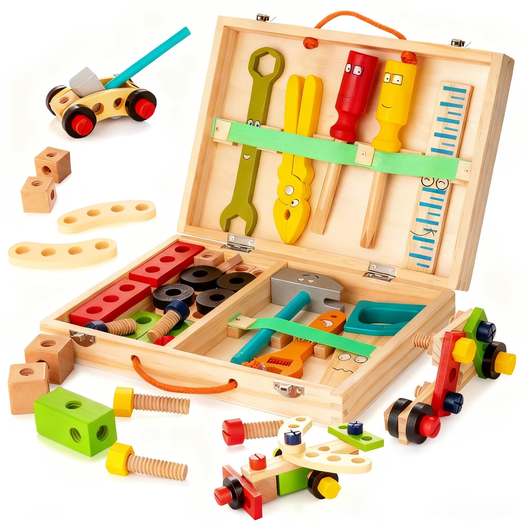KIDWILL Tool Kit for Kids, Wooden Tool Box with Building Toy Set Creative DIY Educational Construction (Pack of 33) on Amazon.ae - Price Tracker