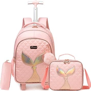 HTgroce School Bag with Wheels for Girls, Backpack with Wheels for Girls Primary School - HTgroce Wheeled School Bag for Girls CP, CE1, CE2, M on Amazon.ae - Price Tracker