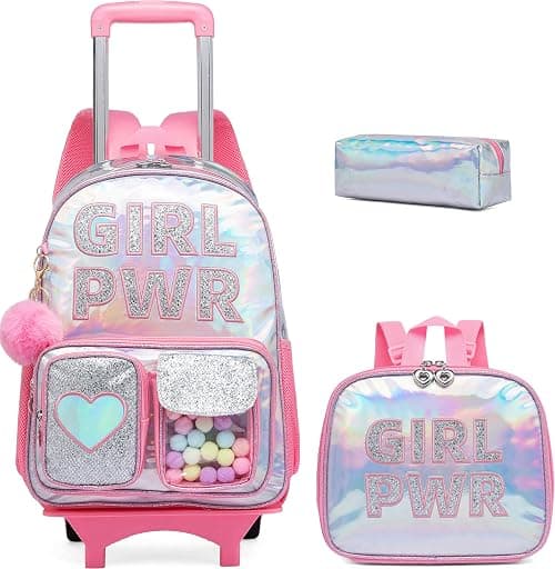 Meetbelify Multi Pocket Rolling Backpack for Girls Backpack with Wheels for Elementary Student على Amazon.ae - متتبع الأسعار
