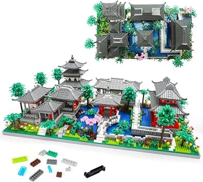 Mini Chinese Architecture of Suzhou Garden with Cherry Blossom Tree Building Blocks Set, Botanical Collection Building Set for Adults, 14+ Teens (3888 Pcs) - متتبع أسعار Amazon.sa