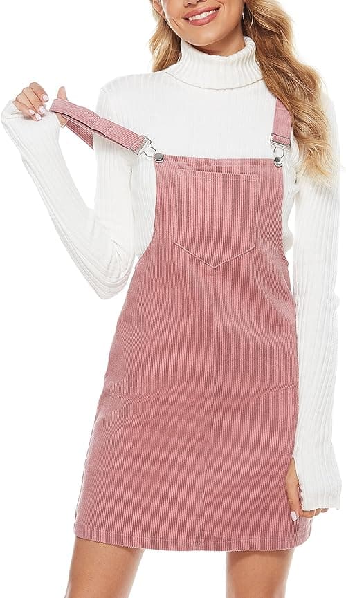 Yeokou Womens Casual Corduroy Bib Knee Length Overalls Pinafore Midi Dress Jumpsuit on Amazon.ae - Price Tracker